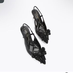 Kurt Geiger Black Beaded Bow Heels